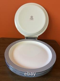 Lot of (4) Dansk Bistro Ringsted BLUE Dinner Plate striped Thailand 10-3/8