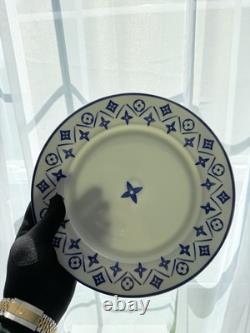Louis Vuitton Porcelain Set Of 2 Dinner Plates Monogram Flower Tile