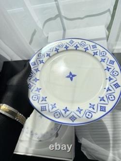 Louis Vuitton Porcelain Set Of 2 Dinner Plates Monogram Flower Tile