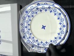 Louis Vuitton Porcelain Set Of 2 Dinner Plates Monogram Flower Tile