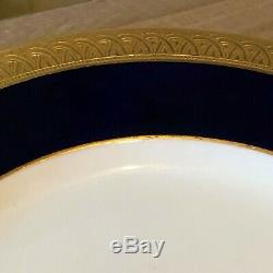 Lovely Set of 10 Vintage Coalport Cobalt Blue & Gold Dinner Plates