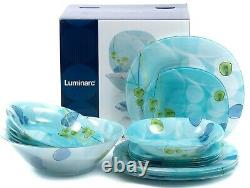 Luminarc NEO CARINE GEMS DINNER SET, 19pc, 6 Persons, Tempered Glass, Blue, UAE Made