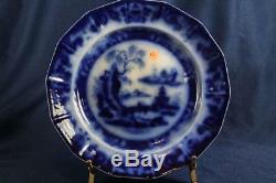 MELLOR & VENABLES FLOW BLUE 9- 1/4 DINNER PLATE BEAUTIES OF CHINA set of 6
