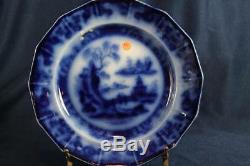 MELLOR & VENABLES FLOW BLUE 9- 1/4 DINNER PLATE BEAUTIES OF CHINA set of 6