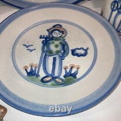 M A Hadley Farmer 5 Piece Place Setting Plates, Cup, Bowl + Wall Plaque