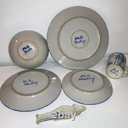 M A Hadley Farmer 5 Piece Place Setting Plates, Cup, Bowl + Wall Plaque