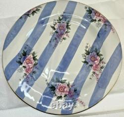 Mackenzie Childs Morning Glory 11 Dinner Plate Blue Stripe