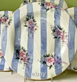 Mackenzie Childs Morning Glory 11 Dinner Plate Blue Stripe