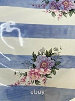 Mackenzie Childs Morning Glory 11 Dinner Plate Blue Stripe