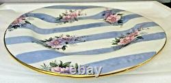 Mackenzie Childs Morning Glory 11 Dinner Plate Blue Stripe