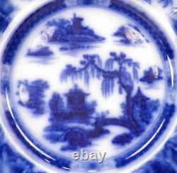 Manilla Flow Blue Dinner Plate Podmore Walker Ironstone Antique 1845 #1