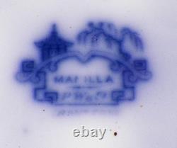 Manilla Flow Blue Dinner Plate Podmore Walker Ironstone Antique 1845 #1