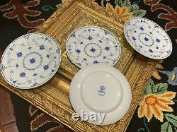 Masons Denmark England Blue White Floral Stick Lace 8.5 Salad Bread Plate Lot 4