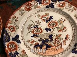 Masons Patent Ironstone China Antique Imari 10 Dinner Plates 1800s NO CHIPS A+