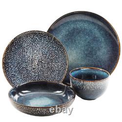 Matisse 16-Piece Contemporary Cobalt Earthenware Dinnerware Set (Service for 4)