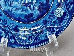 Meeting of Don Quixote & Sancho Panza Dark Blue Transferware 6 3/4 Inch Plate