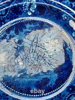 Meeting of Don Quixote & Sancho Panza Dark Blue Transferware 6 3/4 Inch Plate