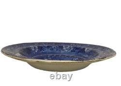 Meeting of Don Quixote and Sancho Panza Dark Blue Transferware 6 3/4 Inch Plate