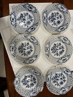 Meissen blue china dinner Set 6 Plates 19 Century Porcelain