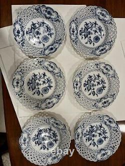 Meissen blue china dinner Set 6 Plates 19 Century Porcelain