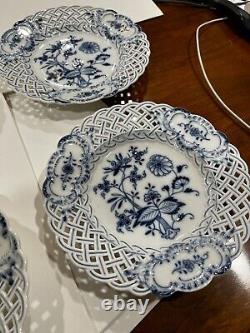 Meissen blue china dinner Set 6 Plates 19 Century Porcelain