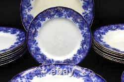 Melrose Flow Blue Scroll Edge Dinner Plate Set By (royal) Doulton Burslem 1898