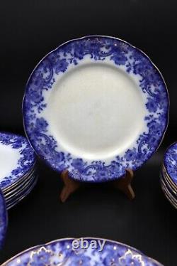 Melrose Flow Blue Scroll Edge Dinner Plate Set By (royal) Doulton Burslem 1898