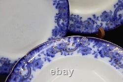 Melrose Flow Blue Scroll Edge Dinner Plate Set By (royal) Doulton Burslem 1898