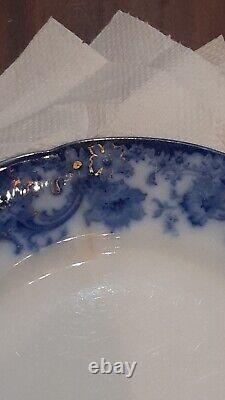 Melrose Flow Blue Scroll Edge Dinner Plate Set By (royal) Doulton Burslem 1898