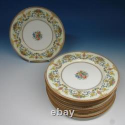 Minton China England Talbot B1124 Blue Scrolls 12 Dinner Luncheon Plates