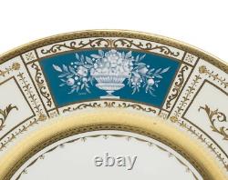 Minton China Pate sur Pate Panel & Embossed Gold Dinner Plate Signed L Wood