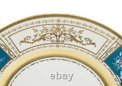 Minton China Pate sur Pate Panel & Embossed Gold Dinner Plate Signed L Wood