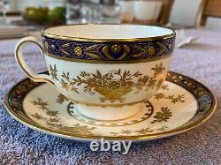 Minton Dynasty Cobalt Blue Tea Cup & Saucer Bone China H3775 L(@@)k