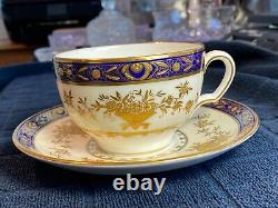 Minton Dynasty Cobalt Blue Tea Cup & Saucer Bone China H3775 L(@@)k