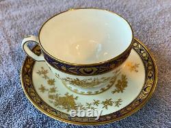 Minton Dynasty Cobalt Blue Tea Cup & Saucer Bone China H3775 L(@@)k