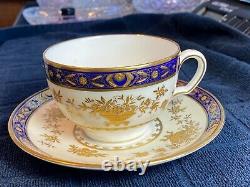 Minton Dynasty Cobalt Blue Tea Cup & Saucer Bone China H3775 L(@@)k