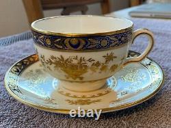 Minton Dynasty Cobalt Blue Tea Cup & Saucer Bone China H3775 L(@@)k