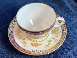 Minton Dynasty Cobalt Blue Tea Cup & Saucer Bone China H3775 L(@@)k