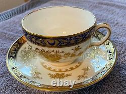 Minton Dynasty Cobalt Blue Tea Cup & Saucer Bone China H3775 L(@@)k