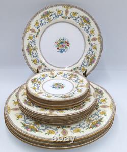 Minton England Talbot Blue Scrolls Set of Plates 4 dinner 4 salad 4 bread butter