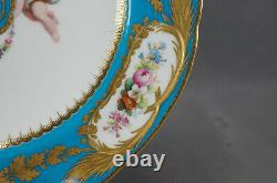 Minton Hand Painted Cherubs Armorial Monogram Turquoise Floral & Gold Plate B