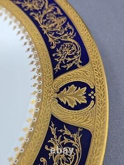 Mintons 6196, Cobalt Blue, Encrusted Gold Band Plate 9 7/8 C. 1900