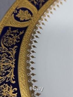 Mintons 6196, Cobalt Blue, Encrusted Gold Band Plate 9 7/8 C. 1900