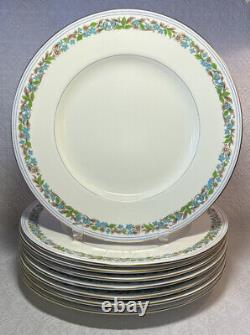 Mintons Dinner Plate Lot (8)England, Floral Leaf Ring withBlue & Gold Rim, #NP3369