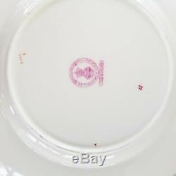 Mintons Dinner Plates Set of 9 Hand Decorated H1751 Pink Roses Blue Bows Rare