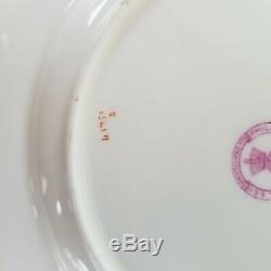 Mintons Dinner Plates Set of 9 Hand Decorated H1751 Pink Roses Blue Bows Rare