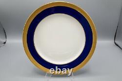 Mintons England G6262 10 1/4 Dinner Plate Pair Cobalt Blue Gold Encrusted