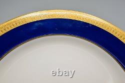 Mintons England G6262 10 1/4 Dinner Plate Pair Cobalt Blue Gold Encrusted