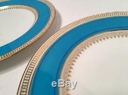 Mintons Pair of Celeste Blue & Gold 8-3/4 Dinner Plates ca. 1890/1926