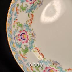 Mintons Set 4 Dinner Plates 10 1/4 RN#566884 Floral Hand Painted Pink Blue 1910